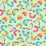 Printed Spandex Rainbow Heart Activewear Fabric