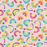 Printed Spandex Rainbow Heart Activewear Fabric