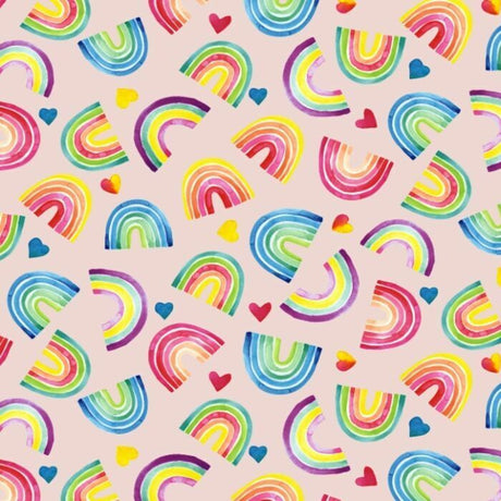 Printed Spandex Rainbow Heart Activewear Fabric