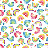 Printed Spandex Rainbow Heart Activewear Fabric