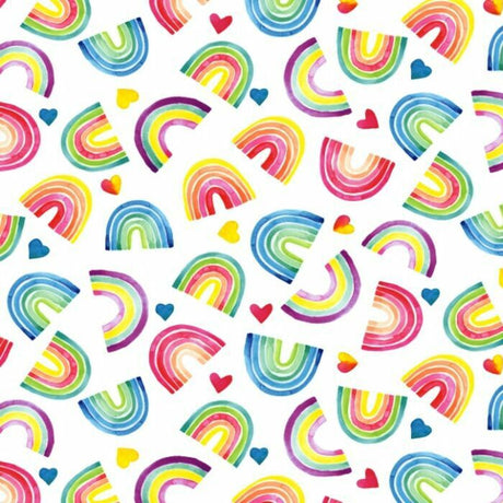 Printed Spandex Rainbow Heart Activewear Fabric