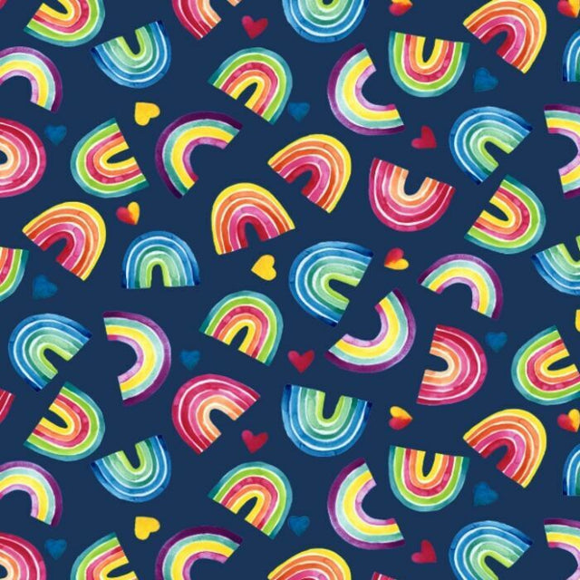 Printed Spandex Rainbow Heart Activewear Fabric