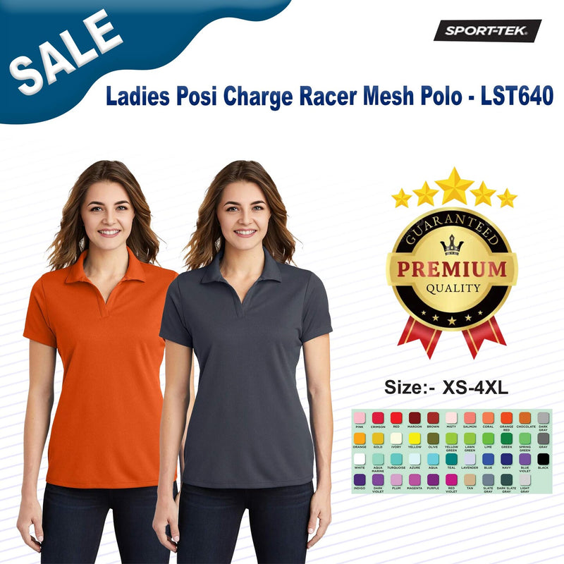 Black women's RacerMesh polo for golf and office uniforms