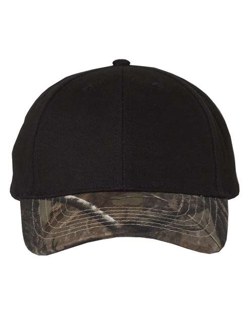 Solid Crown with Camo Visor Cap