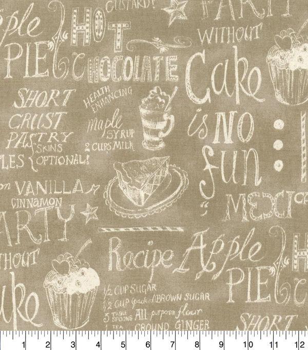 Easy As Pie Almond Waverly Cotton Fabric - Script Print, Almond, 54" Width (1 Yard)