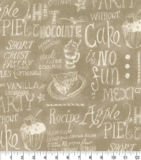 Easy As Pie Almond Waverly Cotton Fabric - Script Print, Almond, 54" Width (1 Yard)