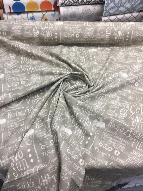 Easy As Pie Almond Waverly Cotton Fabric - Script Print, Almond, 54" Width (1 Yard)
