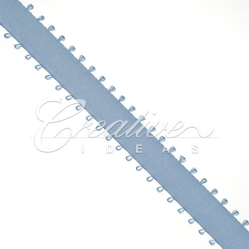 3/8" Double Face Picot Ribbon - 50 Yards (Antique Blue)