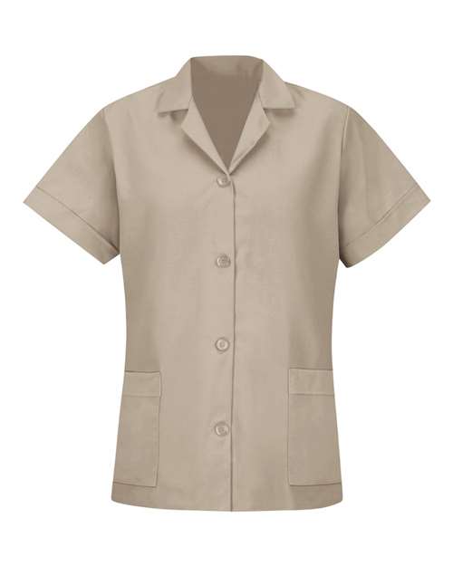 Women's Loose Fit Short Sleeve Button Smock