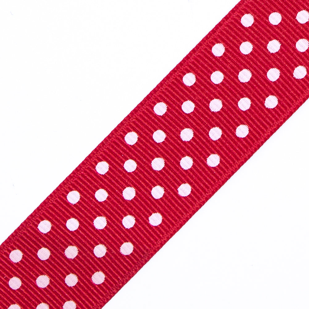 7/8" Red Polka Dot Grosgrain Ribbon