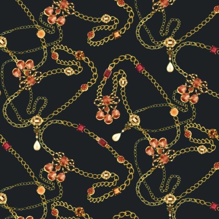 Printed Spandex Saphir Chain Fabric
