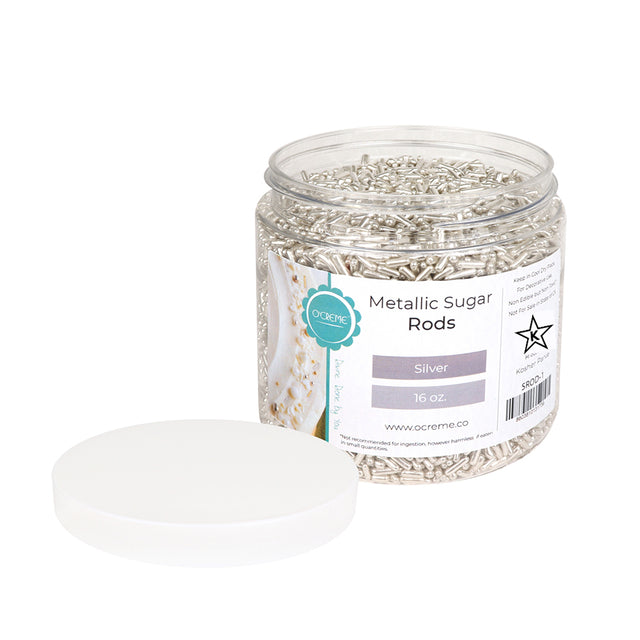 O'Creme Silver Metallic Sugar Rods, 2 lb.