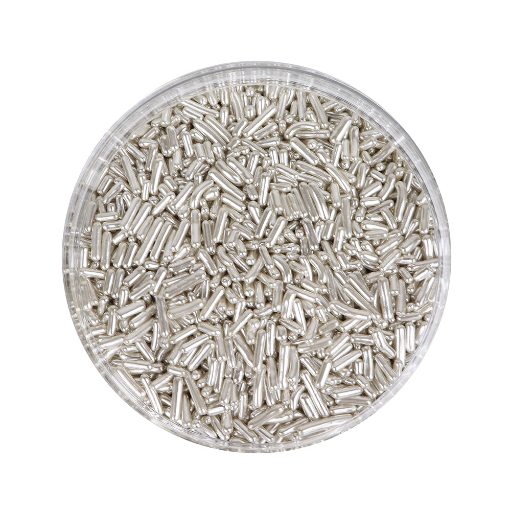 O'Creme Silver Metallic Sugar Rods, 2 lb.