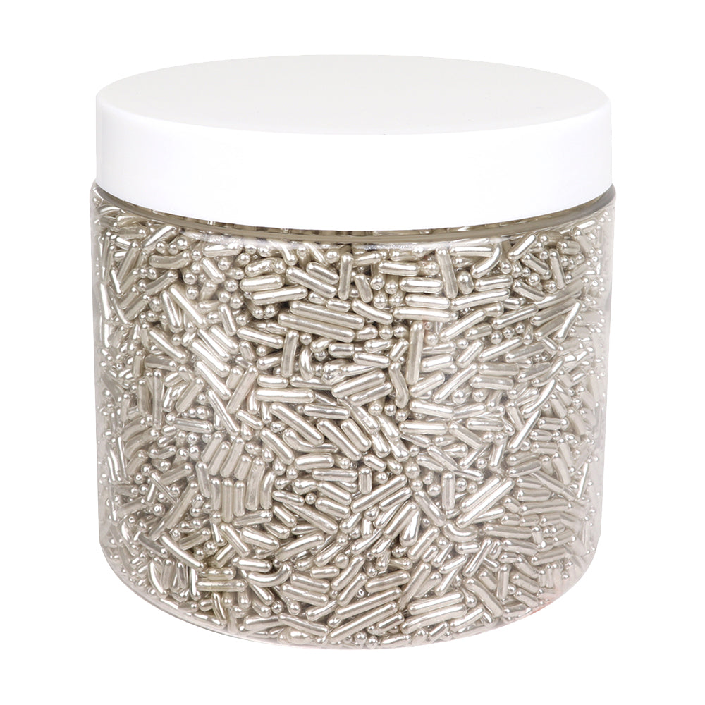 O'Creme Silver Metallic Sugar Rods, 11 lb.