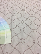 Natural Elementary Embroidered Linen Fabric - Natural Embroidered Pattern, 56" Width (1 Yard)