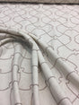 Natural Elementary Embroidered Linen Fabric - Natural Embroidered Pattern, 56" Width (1 Yard)