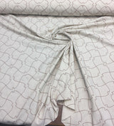 Natural Elementary Embroidered Linen Fabric - Natural Embroidered Pattern, 56" Width (1 Yard)