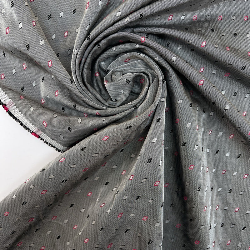 Viscose Jacquard Gray Pink Fabric