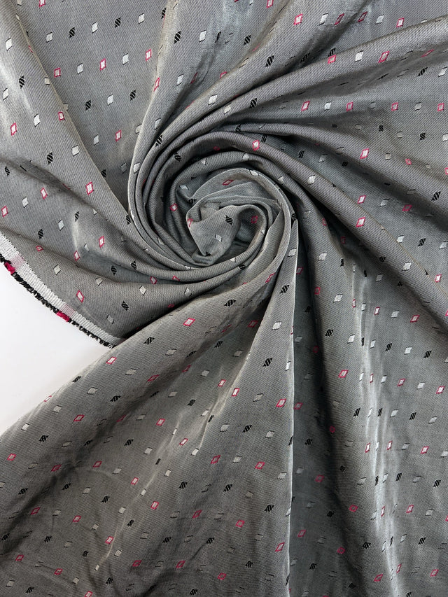 Viscose Jacquard Gray Pink Fabric
