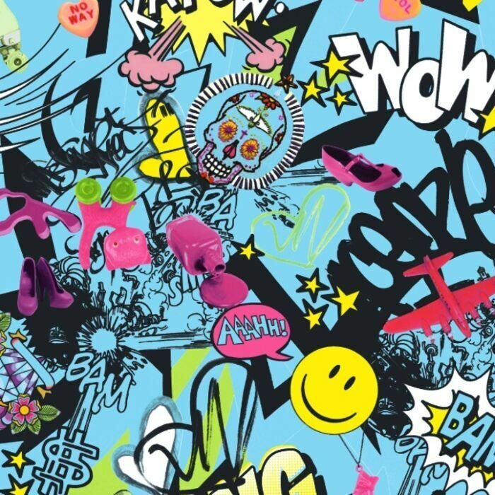 Printed Spandex Bang Bam Pop Art Graphic