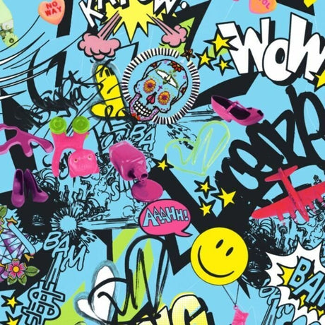 Printed Spandex Bang Bam Pop Art Graphic