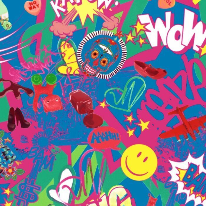 Printed Spandex Bang Bam Pop Art Graphic