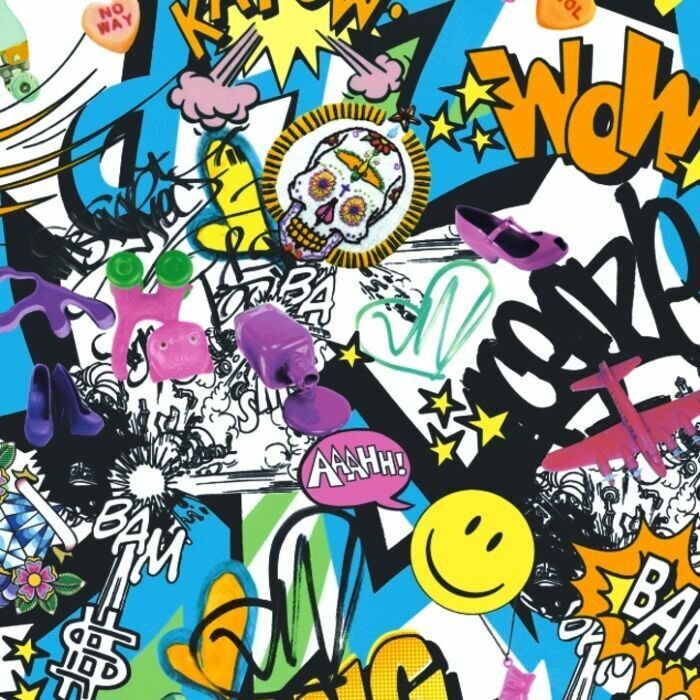 Printed Spandex Bang Bam Pop Art Graphic