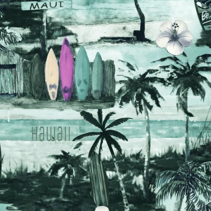 Printed Spandex Surfers Beach Tropical