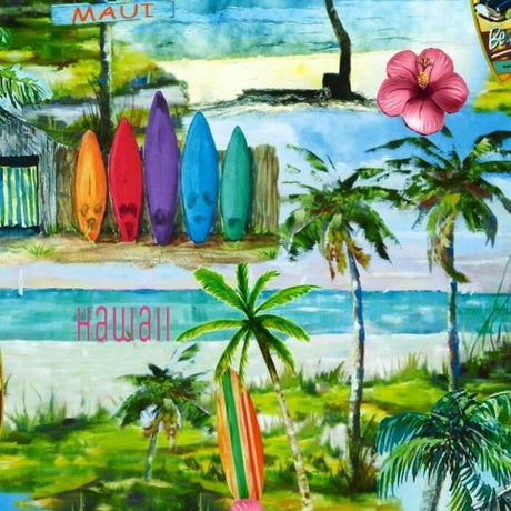 Printed Spandex Surfers Beach Tropical