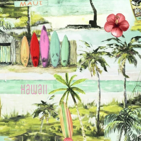 Printed Spandex Surfers Beach Tropical