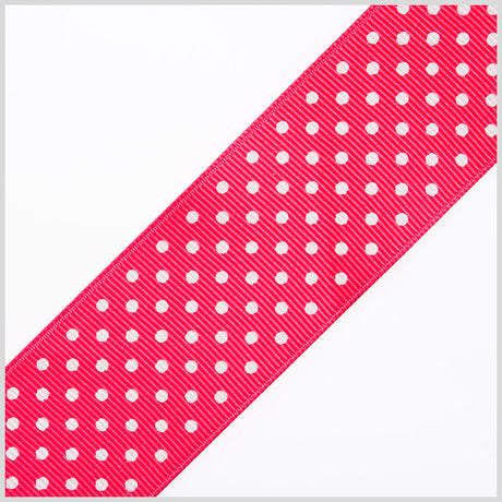 1.5" Shocking Pink Polka Dot Grosgrain Ribbon