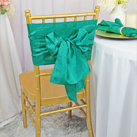 10 Pieces Crushed Taffeta Chair Sashes 9.5 x 108 inches Jade Luxe Radiance