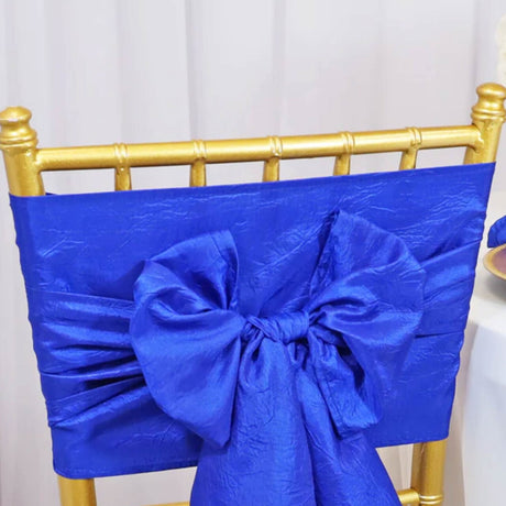 10 Pieces Elegant 9.5x108 inch Crushed Taffeta Chair Sashes Royal Blue