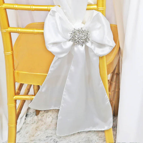 10 Pieces White Satin Chair Wraps, 8"x108" Classic Elegant Event Bands