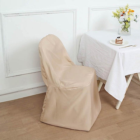 1 Piece Champagne Polyester Chair Cover for Elegant Folding Seating