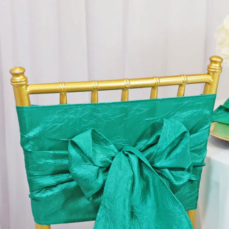 10 Pieces Crushed Taffeta Chair Sashes 9.5 x 108 inches Jade Luxe Radiance