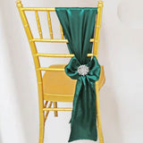 10 Pieces Hunter Green Satin Chair Sashes for Holiday and Wedding Decorations 8x108 inches