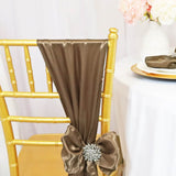 10 Pieces Latte Satin Fabric Chair Wraps, 8"x108" Stylish Decor Bands