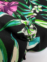 Viscose Crepe Floral Print Green Black