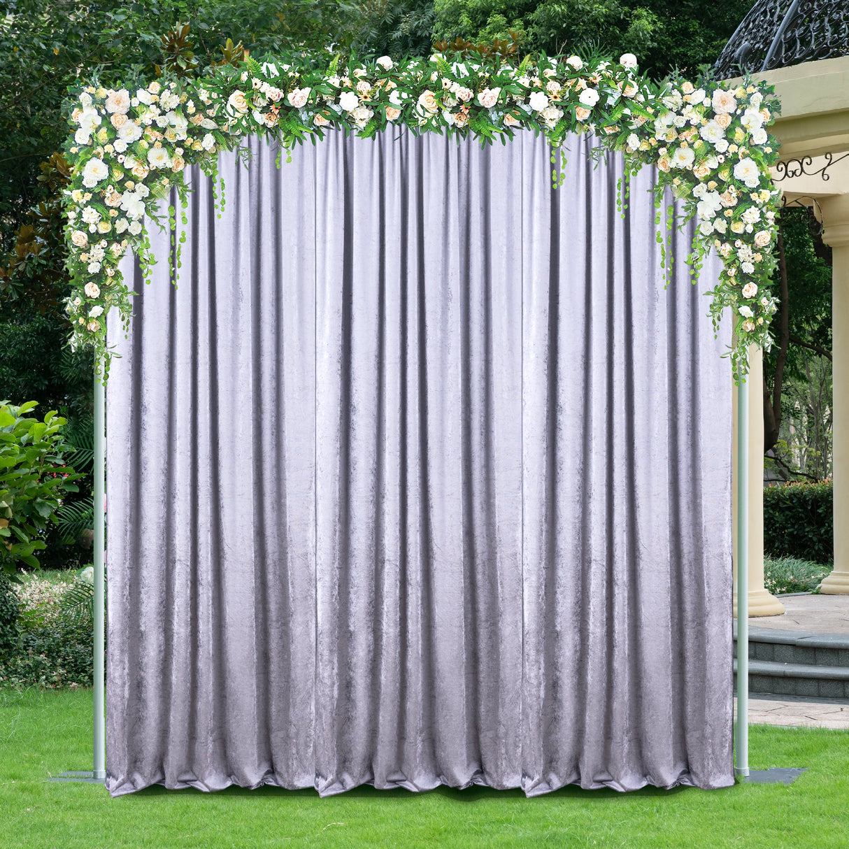 Velvet Backdrop Drape Panel 14 ft x 57 in Silver