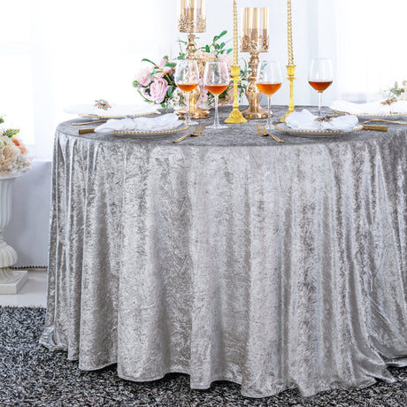 Round Ice Crushed Velvet Table Cover