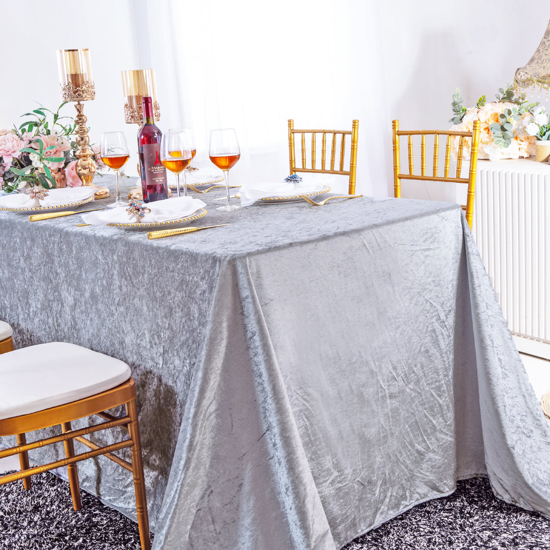 Elegant Seamless Rectangular Ice Crushed Velvet Tablecloth