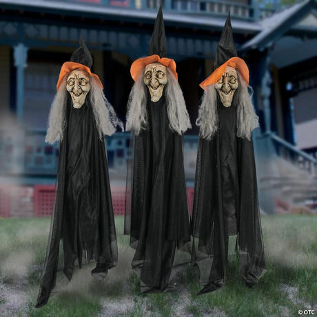 Witch Yard Stake Set Halloween Decoration with Fabric Details, featuring a classic spooky Halloween witch