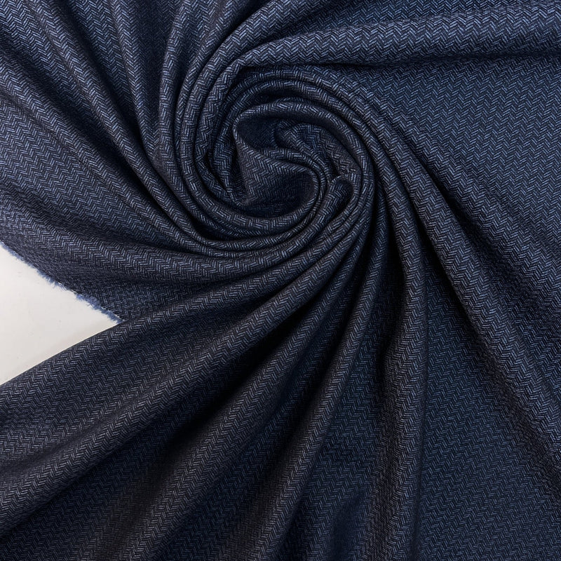 Wool Tweed Blue Herringbone