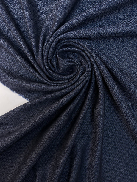 Wool Tweed Blue Herringbone
