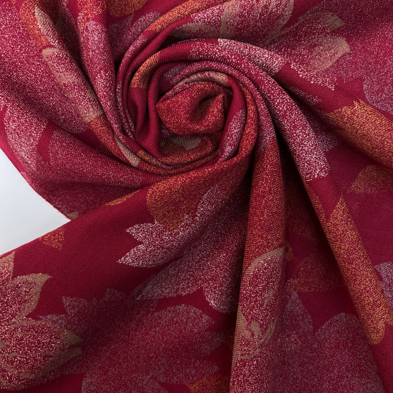 Italian Red Printed Wool Twill