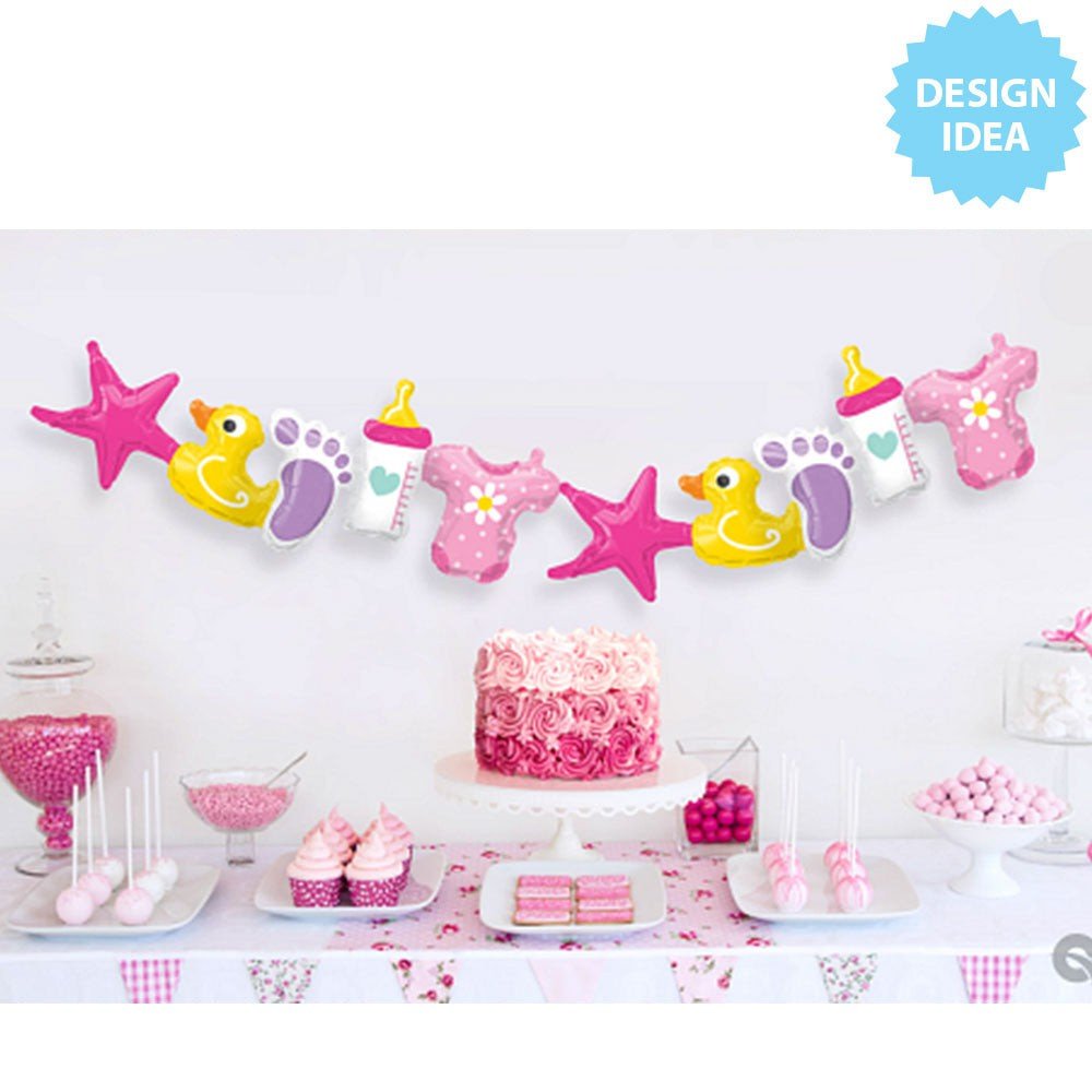Foil Balloon Baby Girl Garland
