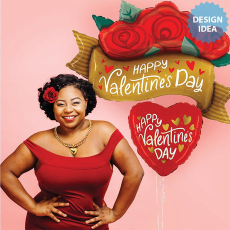 Foil Balloon Valentine Red Rose Banner