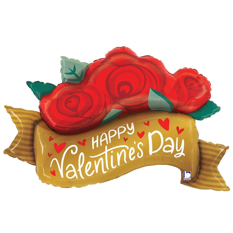 Foil Balloon Valentine Red Rose Banner