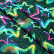 Vegas Nights Nylon Spandex Fabric - Black With Neon Stars And Hearts, 58/60" Width (1 Yard)